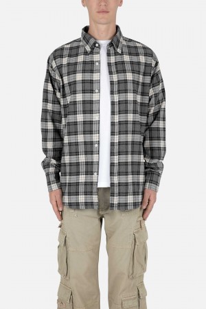 Mnml Basic Flannel Shirt Shirts Brown/Grey | SB72-O2AT