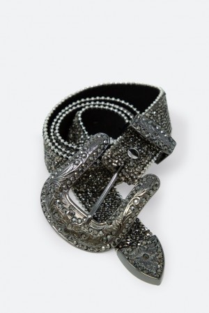 Mnml Caviar Crystal Belt Belts Black | JH23-X7BP