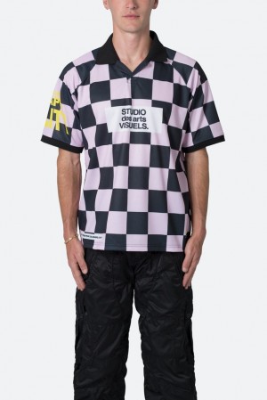 Mnml Checkered Jersey Shirts Pink | PS25-P6YQ