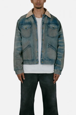 Mnml Corduroy Denim Trucker Jackets Blue | NS61-I4LE