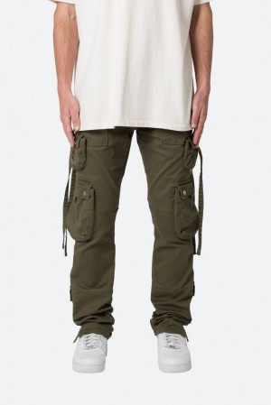 Mnml D152 Cargo Pants Straight Denim Olive | VO34-O0MT