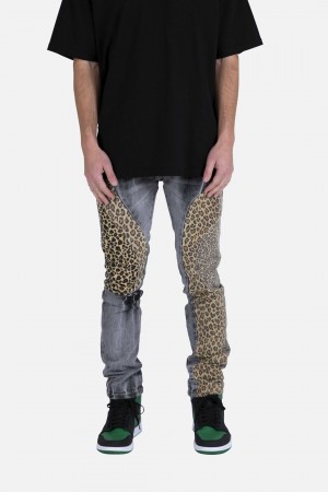 Mnml D422 Leopard Straight Denim Straight Denim Black/Brown | BK34-I6DN