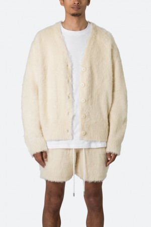 Mnml Fuzzy Cardigan Sweater Sweatshirts Off White | PS29-G4FR