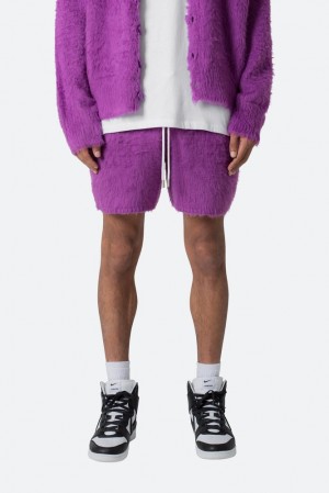 Mnml Fuzzy Sweatshorts Shorts Purple | QL74-R4FC