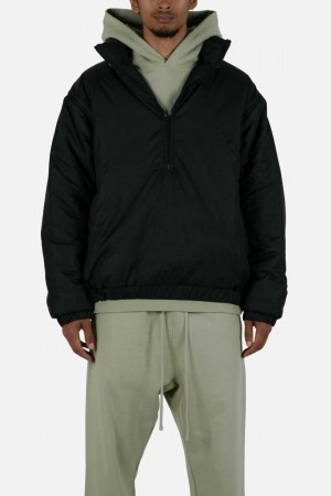 Mnml Half Zip Pullover Puffer Jackets Black | BU70-S2GV