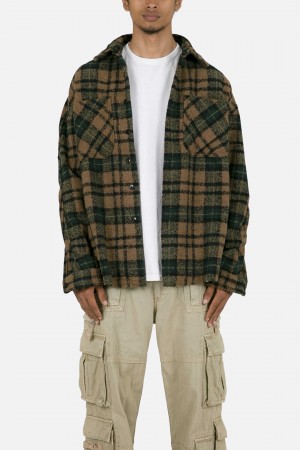 Mnml Heavyweight Woven Flannel Shirts Green/Black | CC93-G3UB