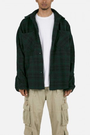 Mnml Heavyweight Woven Flannel Shirts Navy/Green | UD24-L7OM