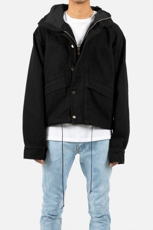 Mnml Hooded Denim Jacket Jackets Black | GM70-W8AR