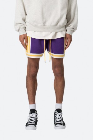 Mnml Knit Basketball Shorts Shorts Purple/Yellow | OZ02-L6GZ