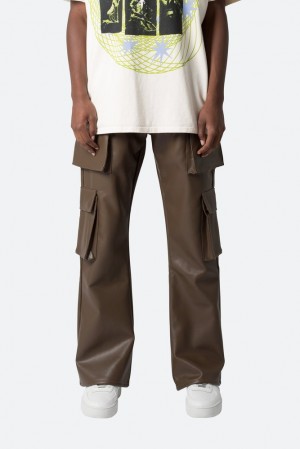 Mnml Leather Double Snap Cargo Pants Cargos Chocolate | ZC23-T1JP