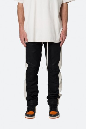 Mnml Leather Moto Pants Pants & Chinos Black/White | IC05-J1GC