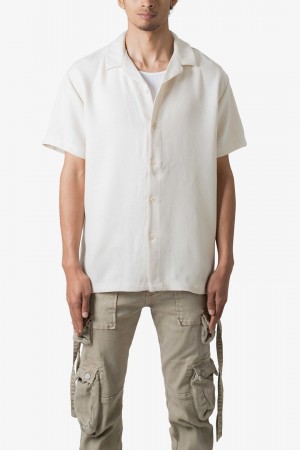 Mnml Linen Blend S/S Shirt Shirts Off White | LS66-Z1IX