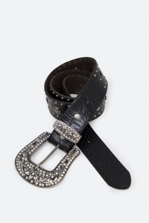 Mnml Metal Cross Studded Belt Belts Black | LL47-C4FZ