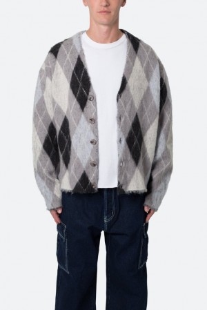 Mnml Mohair Cardigan Sweater Sweatshirts Black/White | GA77-P5YZ