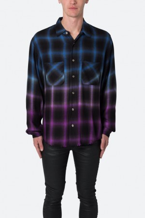 Mnml Ombre Flannel Shirt Shirts Black/Purple | DN39-K0FR