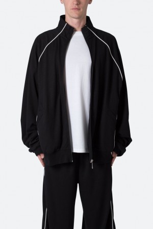 Mnml Oversized Jersey Track Jacket Jackets Black/White | UX92-S1IX