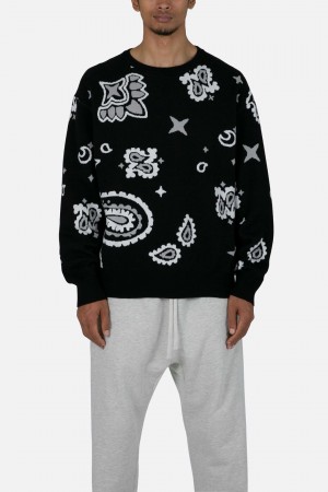 Mnml Paisley Knit Sweater Sweatshirts Black | CO64-C4HJ