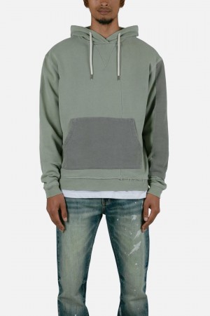 Mnml Paneled Vintage Hoodie Sweatshirts Olive | QA81-A3PQ