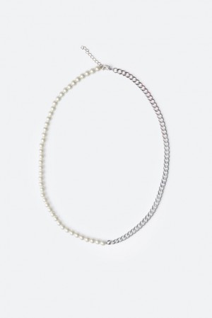 Mnml Pearl and Cuban Chain Necklace Jewelry Off White | WF97-Y0DH