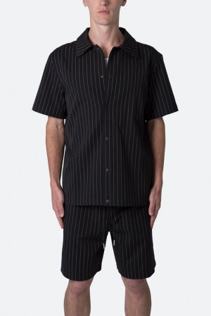 Mnml Pinstripe Short Sleeve Shirt Shirts Black | AI10-V8XH