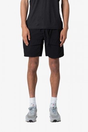 Mnml Satin Cargo Shorts Shorts Black | XQ97-G5SX