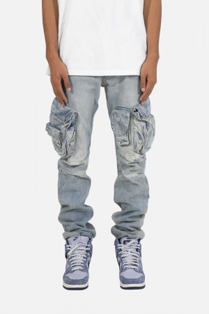 Mnml Snap Denim Cargo Pants Cargos Vintage Blue | IJ27-X7BA