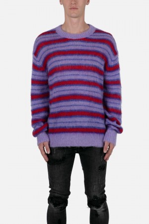 Mnml Striped Mohair Sweater Sweatshirts Purple | NN33-A9XG