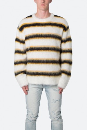 Mnml Striped Mohair Sweater Sweatshirts White | IQ43-F7MX