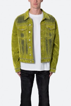 Mnml Studded Suede Denim Jacket Jackets Green | CZ87-U2WJ