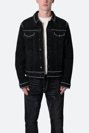 Mnml Suede Denim Jacket Jackets Black | AV17-A4FO