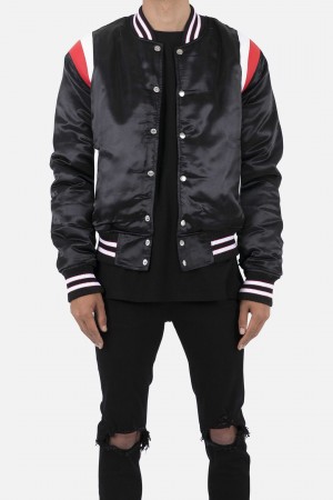 Mnml Teddy Bomber Jacket Jackets Black/Red | FU02-L6HD