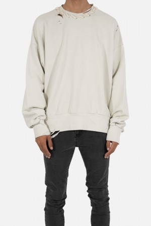 Mnml Threaded Collar Crewneck Sweatshirts Off White | SS72-H3EL