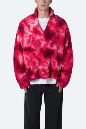 Mnml Tie Dye Sherpa Pullover Sweater Sweatshirts Magenta | HV37-A0QI