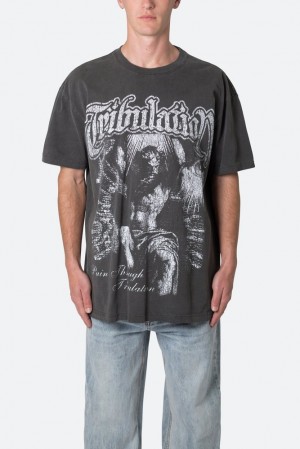 Mnml Tribulation Tee Tees Washed Black | IH84-H2UZ