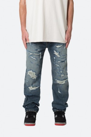 Mnml V567 Baggy Destroyed Denim Baggy Denim Blue | EJ27-X0ZP