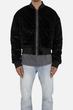 Mnml Velour Bomber Jacket Jackets Black | XD12-A6YY