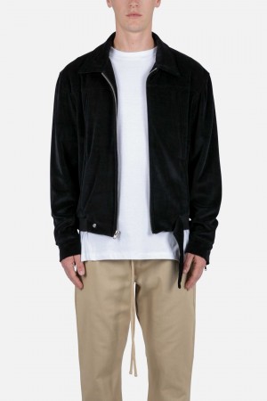 Mnml Velour Pilot Jacket Jackets Black | WB27-R6FH