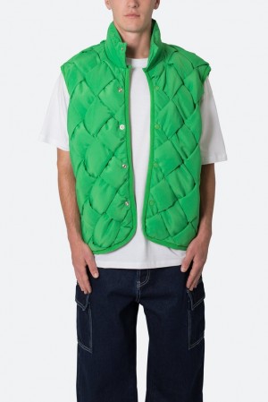 Mnml Woven Puffer Vest Jackets Green | GD24-D2YK