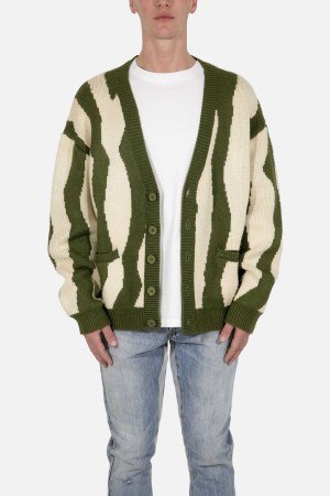 Mnml Zebra Cardigan Sweatshirts Green/White | MY28-F0AF