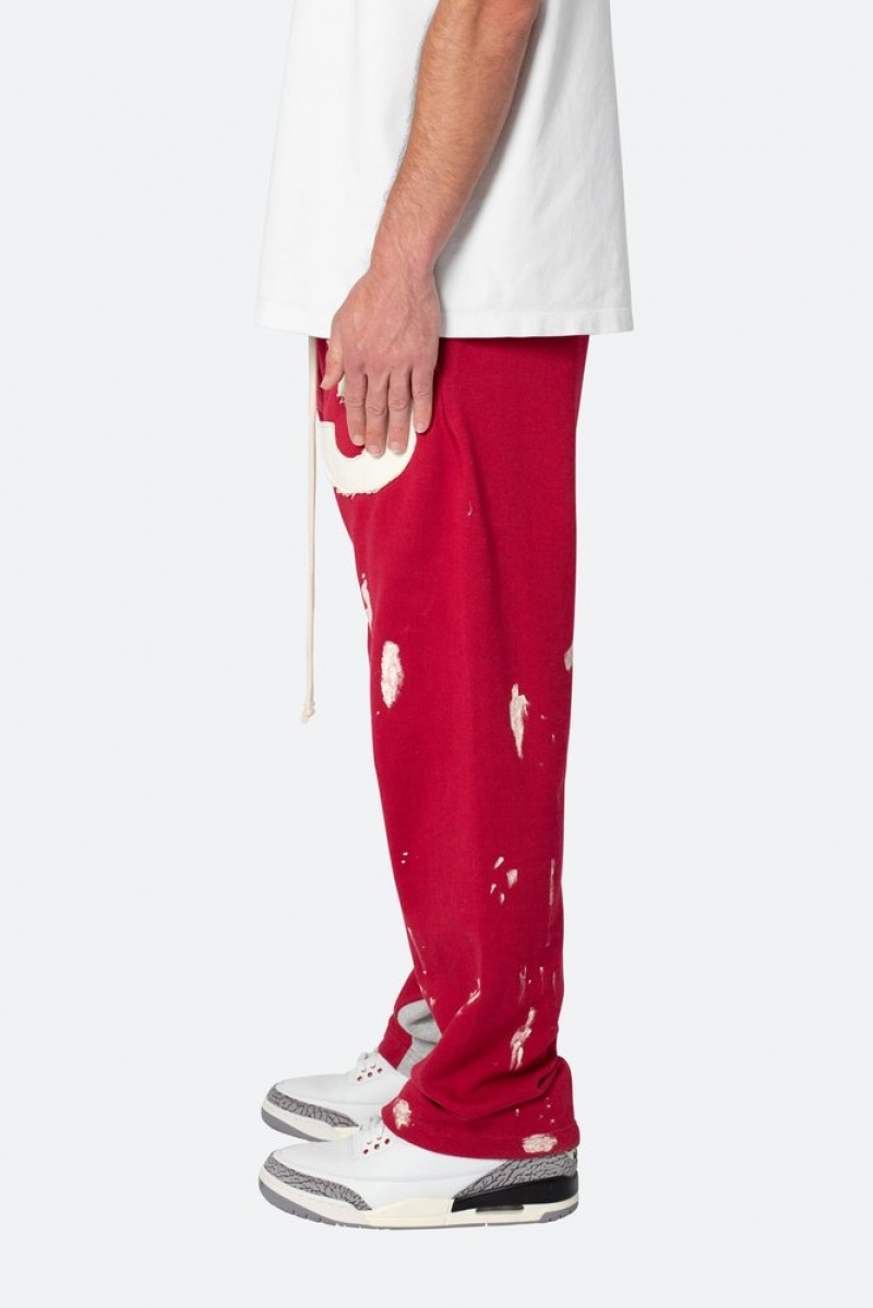 Mnml 3 Patch Contrast Sweatpants Sweatpants Red/Grey | TU59-B6KN