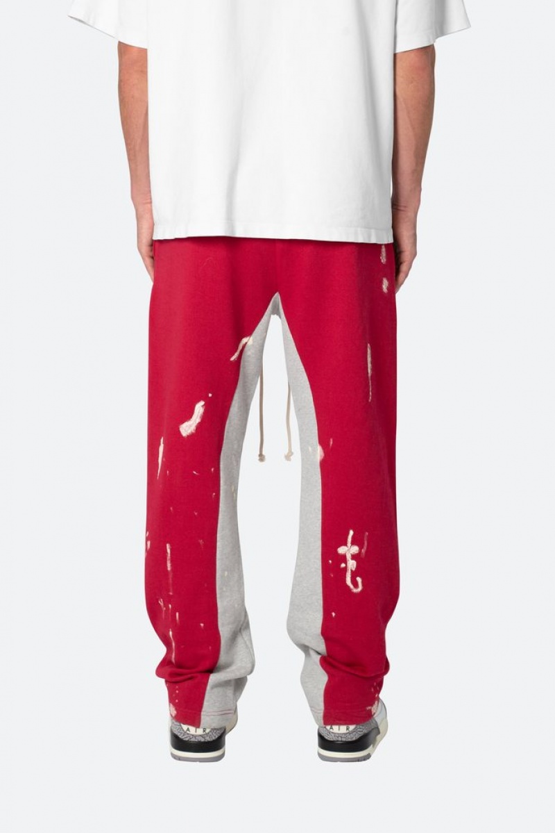 Mnml 3 Patch Contrast Sweatpants Sweatpants Red/Grey | TU59-B6KN