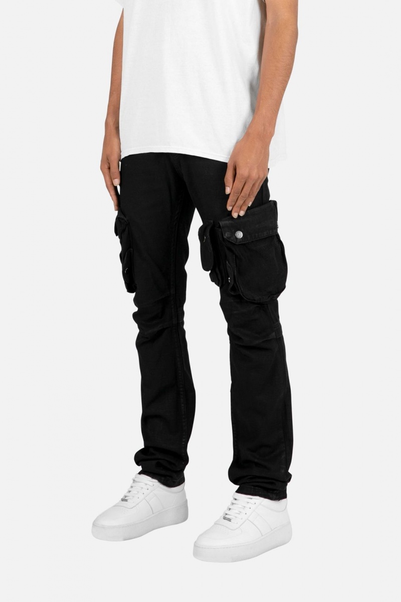 Mnml B357 Waxed Cargo Flare Denim Flare Denim Black | SW51-J9VR