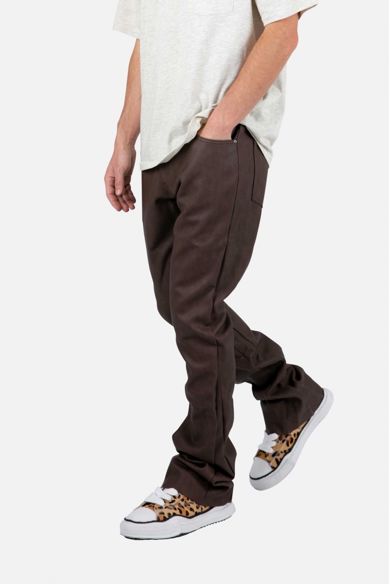 Mnml B460 Leather Flare Pants Flare Denim BROWN | SB22-W9GM