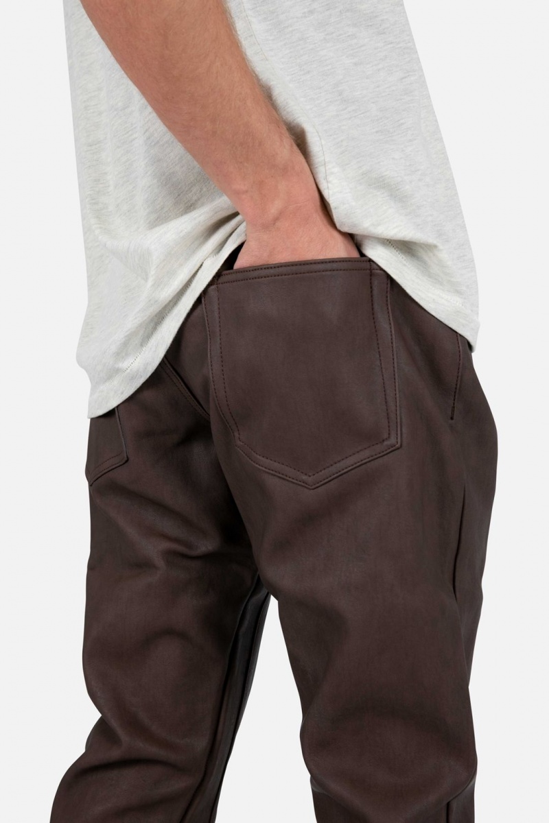 Mnml B460 Leather Flare Pants Flare Denim BROWN | SB22-W9GM