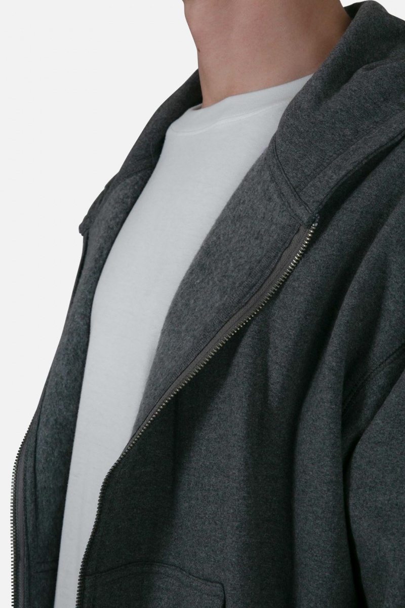 Mnml Basic Zip Up Hoodie Sweatshirts Dark Heather | KI28-U8OX