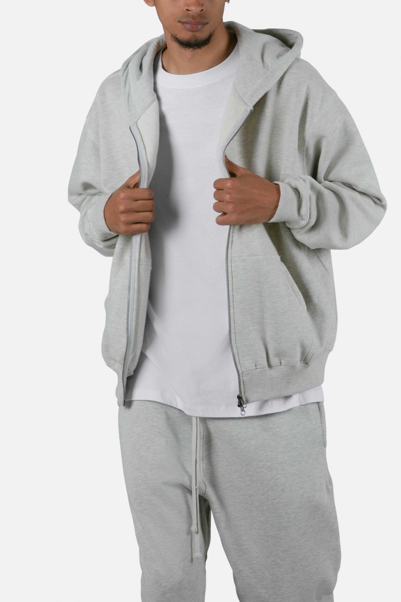 Mnml Basic Zip Up Hoodie Sweatshirts Grey | QN62-A4BE