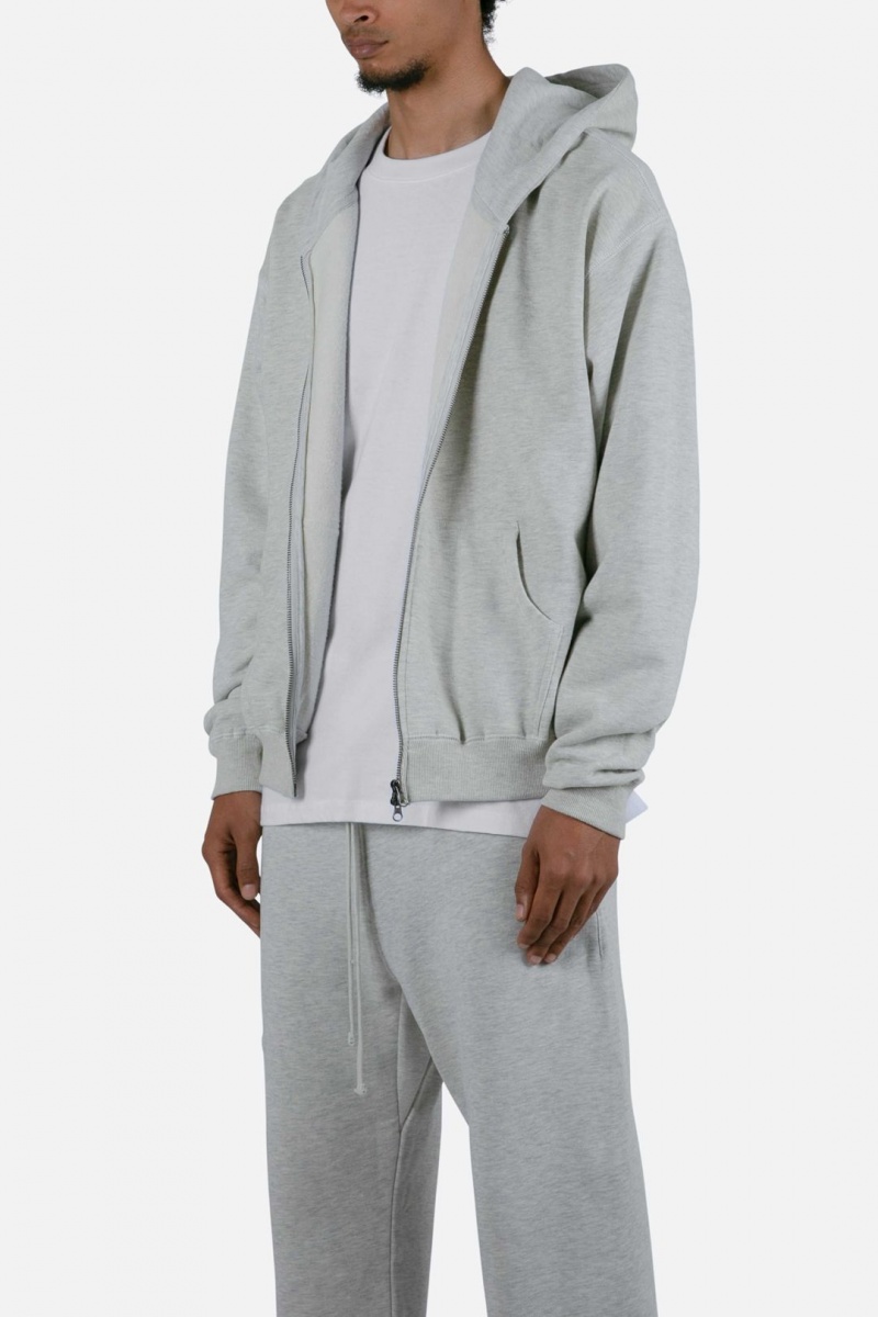 Mnml Basic Zip Up Hoodie Sweatshirts Grey | QN62-A4BE