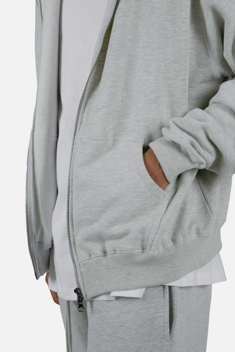 Mnml Basic Zip Up Hoodie Sweatshirts Grey | QN62-A4BE