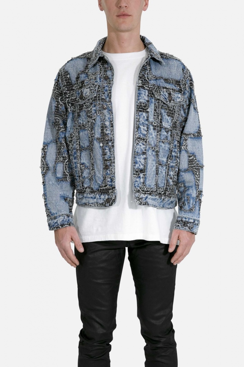 Mnml Boro Paisley Trucker Jacket Jackets Blue/Black | NH90-P8UO