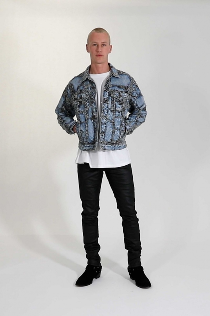 Mnml Boro Paisley Trucker Jacket Jackets Blue/Black | NH90-P8UO